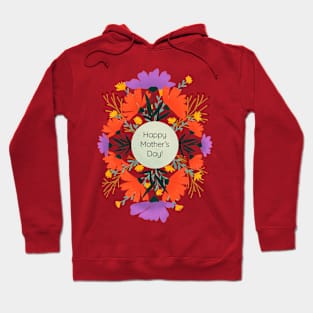 Happy mother's day floral - purple, red and turquoise Hoodie